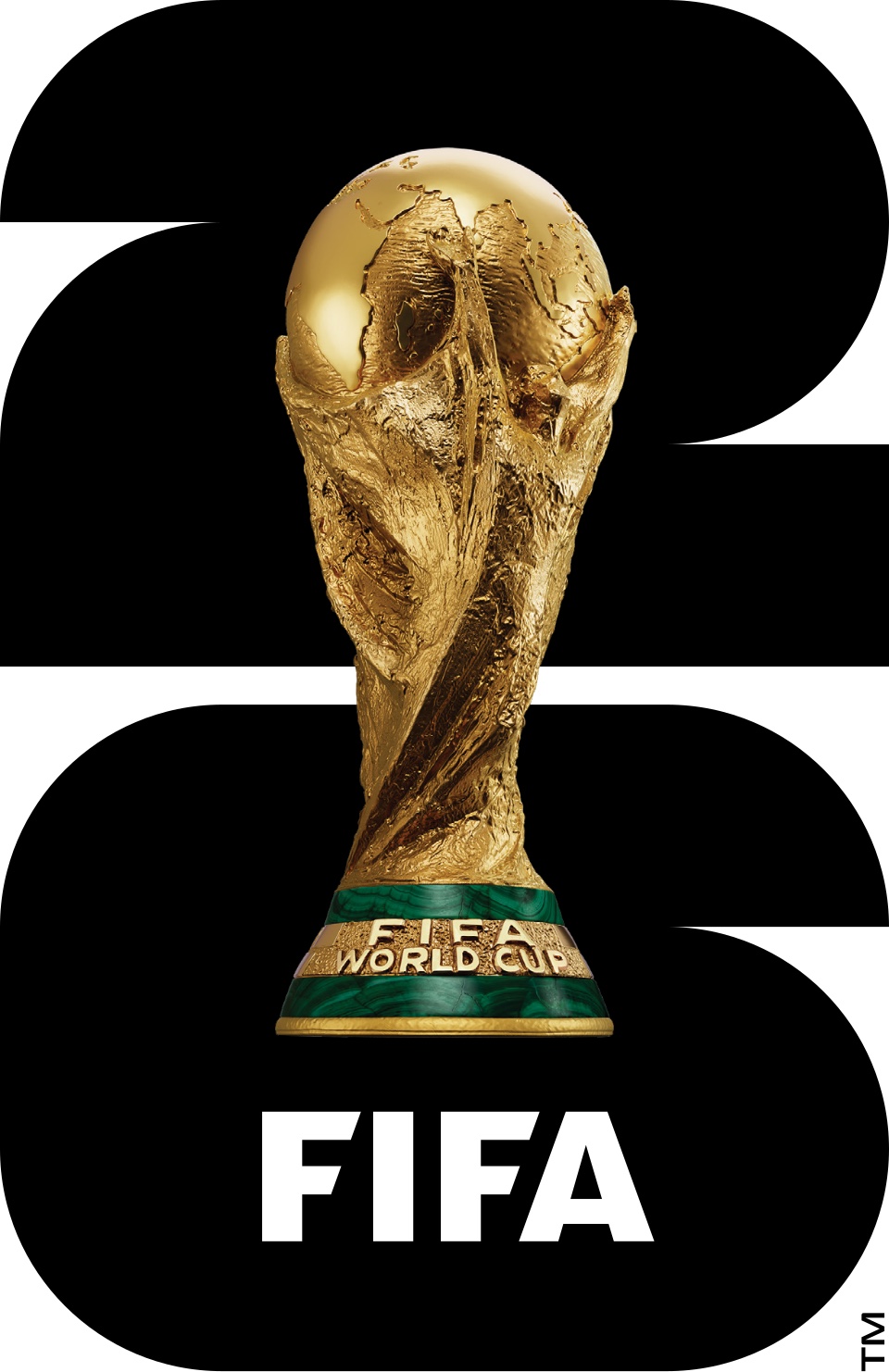 FIFA World Cup trophy on a black background